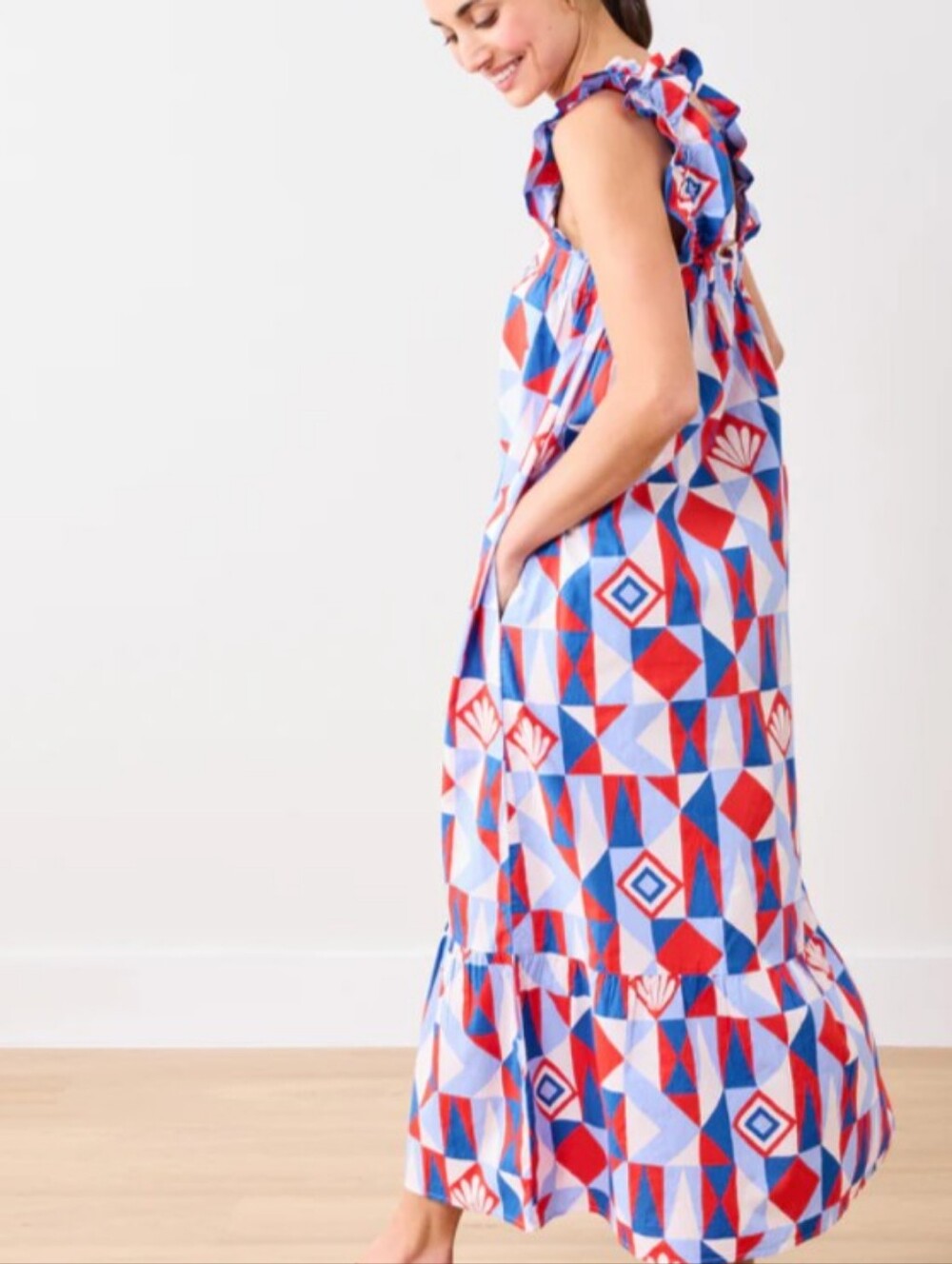 Printfresh Red, Blue & White Geometric Dress - Picture 3 of 5
